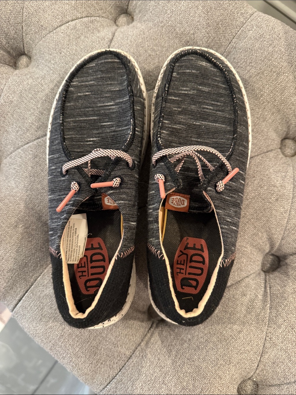 Hey Dude womens Black & Gray with pink Wally Slip-On Loafers